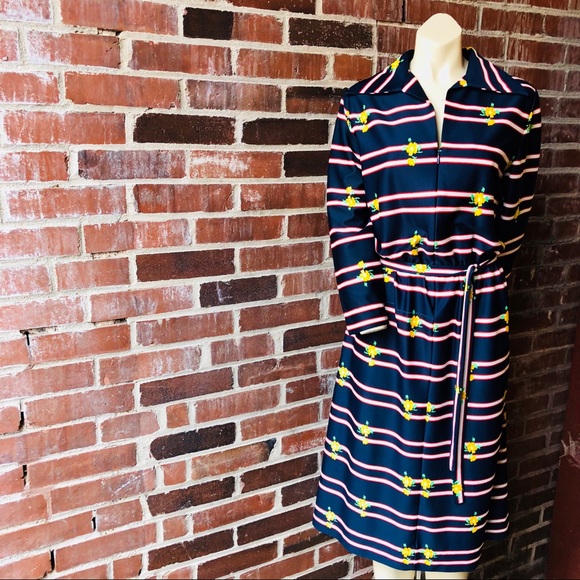 Vintage Dresses & Skirts - Vintage 70s R&K Originals Striped Floral Dress